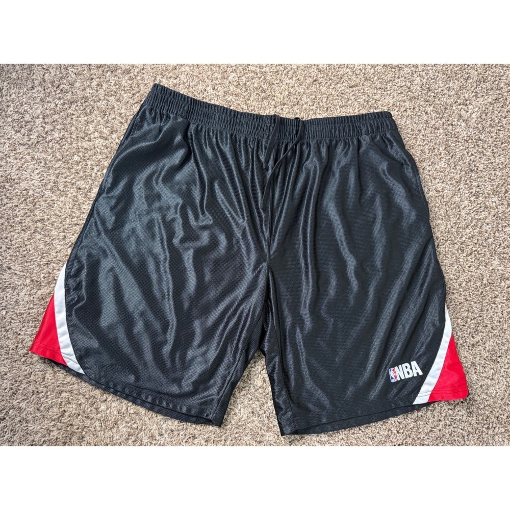 NBA Mens Basketball Shorts Black Red White Mesh Athletic Gym Shorts Size 3XL